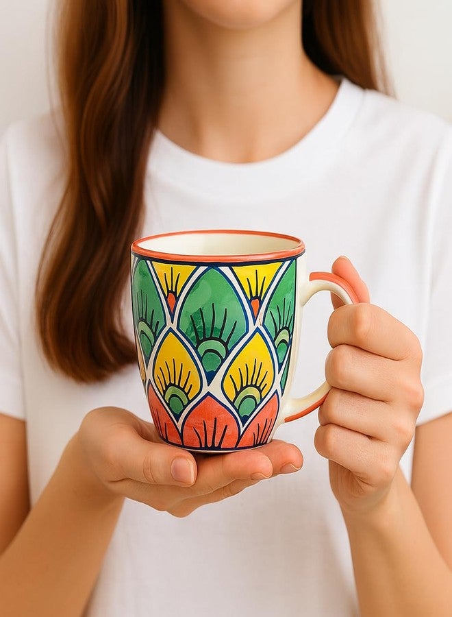 KITTENS Ceramic Mug Set of 1 - 375ml | Hand-Painted Peacock Feather Pattern | Microwave & Dishwasher Safe | Food Grade | Tea, Coffee, Snacks | Ideal Gift for Home, Office & Festive Gifting - Image 4